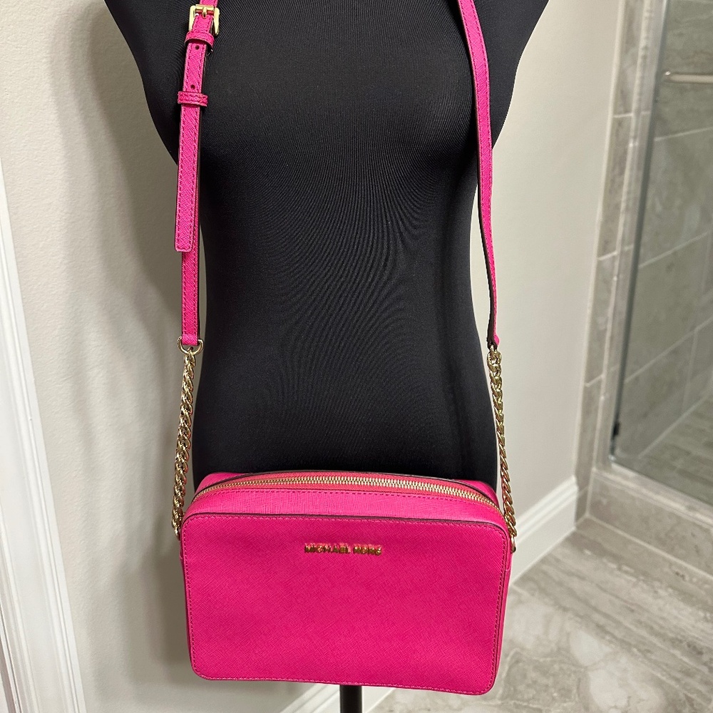 Michael Kors Hot Pink Leather Crossbody Bag